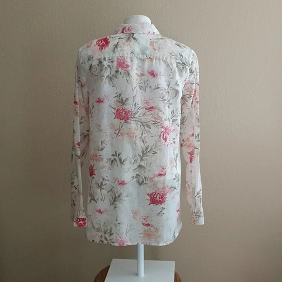 j.jill Sheer Long Sleeve Silk Blend Blouse - Picture 3 of 10